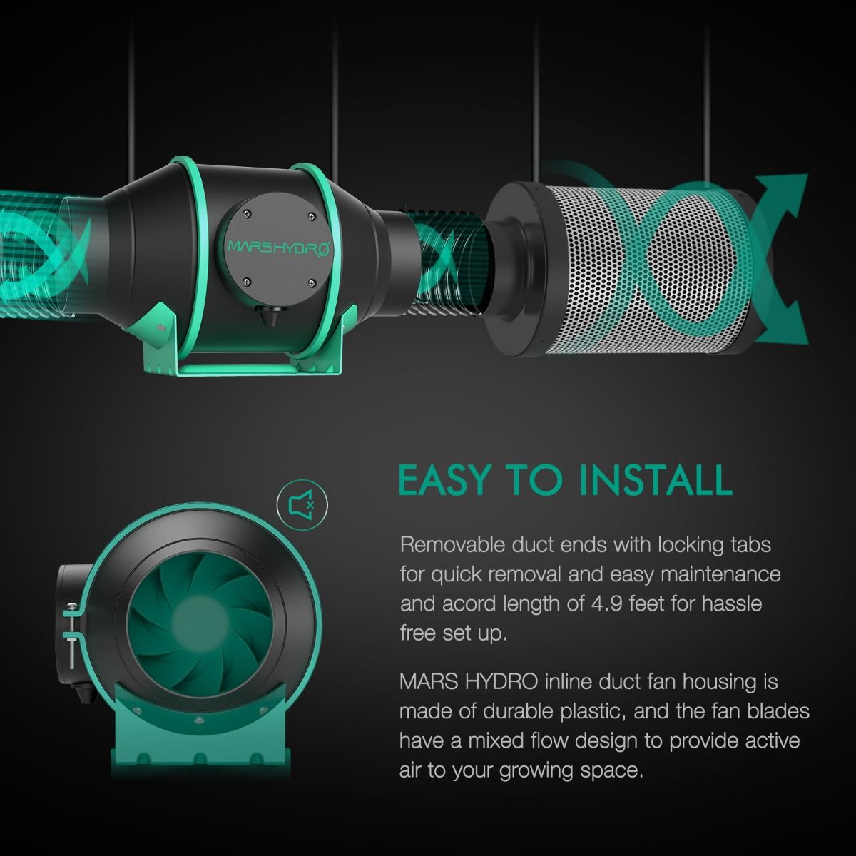 Exaustor Mars hydro 4" 100mm com Controle de temperatura