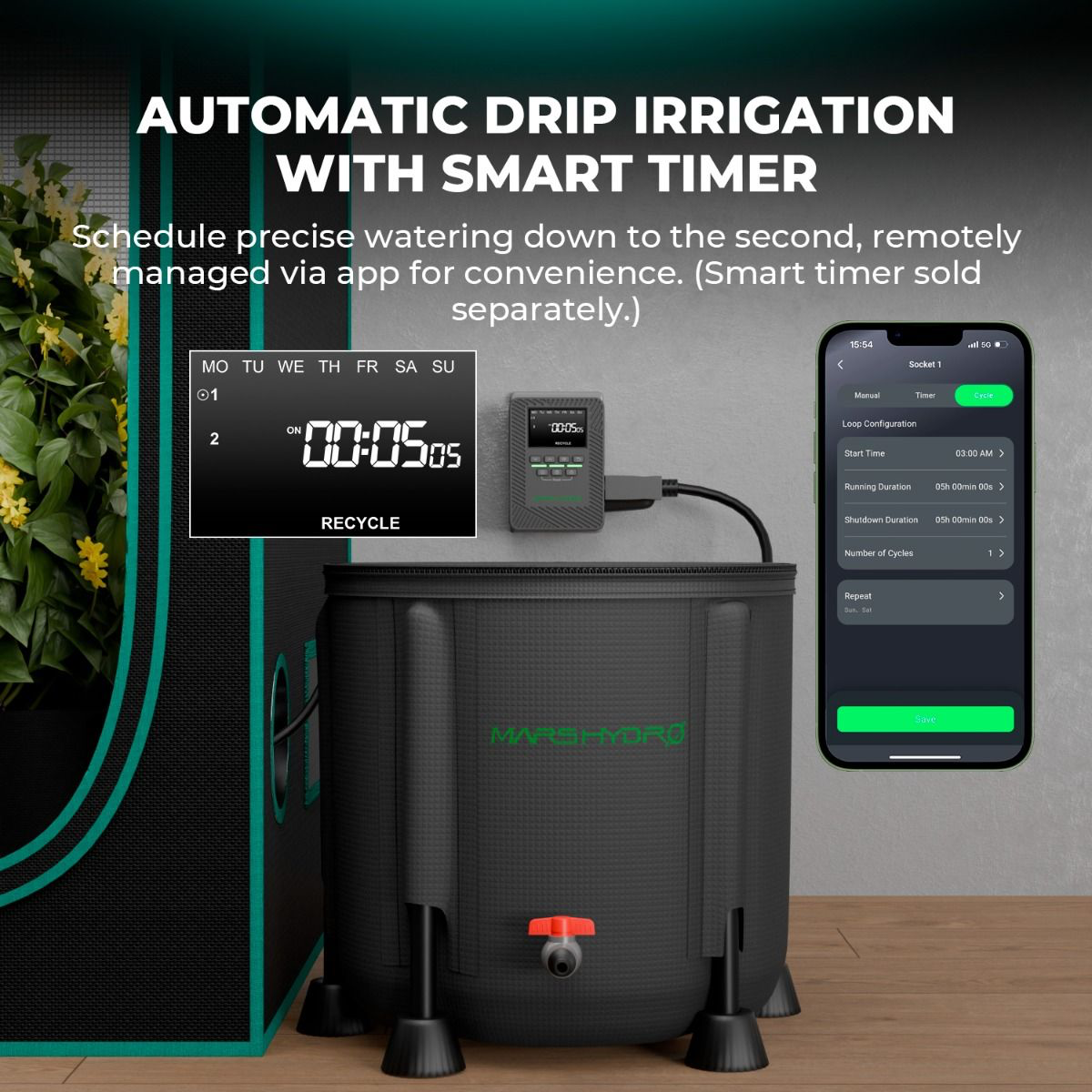 Kit de irrigação Automática Drip Mars Hydro para até 8 plantas