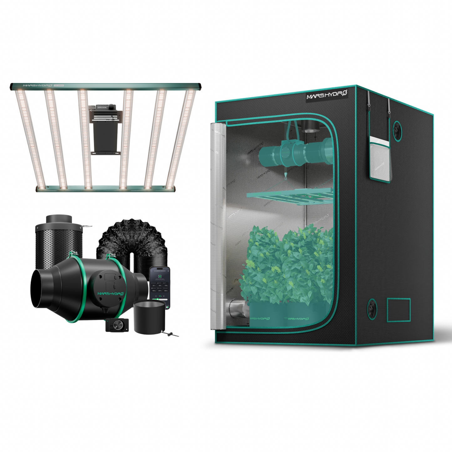 Kit de Cultivo 120x120x200cm MARS HYDRO LED FC4800 480W