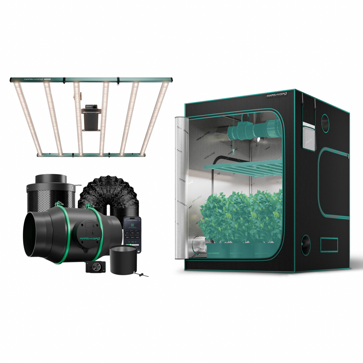 Kit de Cultivo 150x150x200cm MARS HYDRO LED FC6500 730W