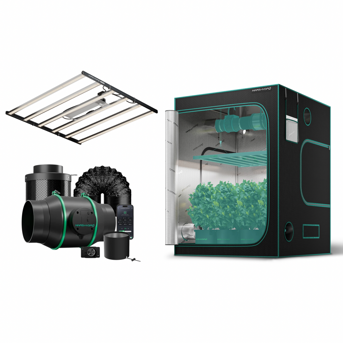 Kit de Cultivo 150x150x200cm MARS HYDRO LED FCE8000 800W