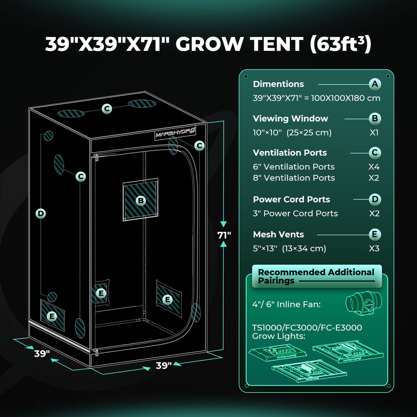 Kit de Cultivo 100x100cm Mars Hydro FCE3000 iControl Sistema Smart