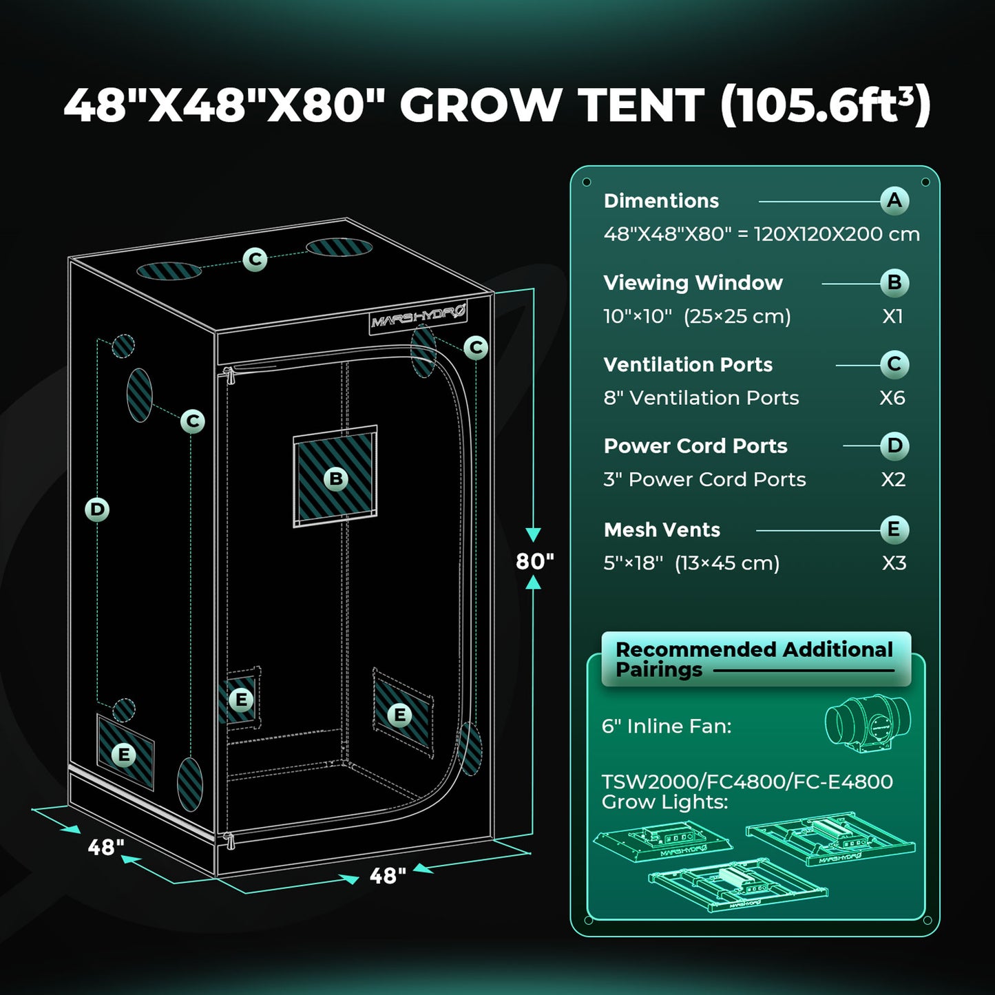 Kit de Cultivo 120x120cm Mars Hydro FC4800 iControl Sistema Smart