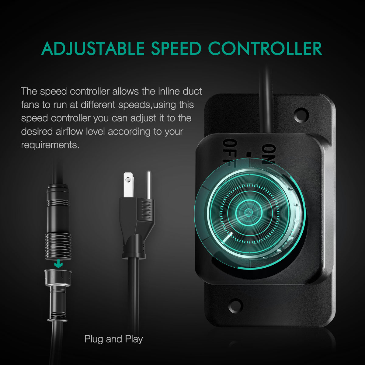Exaustor Mars Hydro 100mm ( 4 inch ) com controlador de velocidade