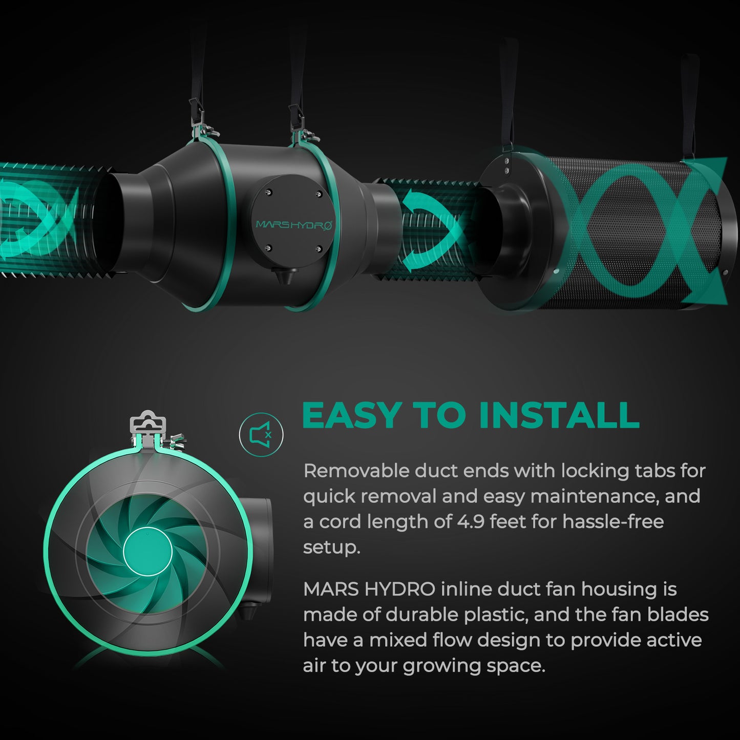 Exaustor Mars Hydro 100mm ( 4 inch ) com controlador de velocidade