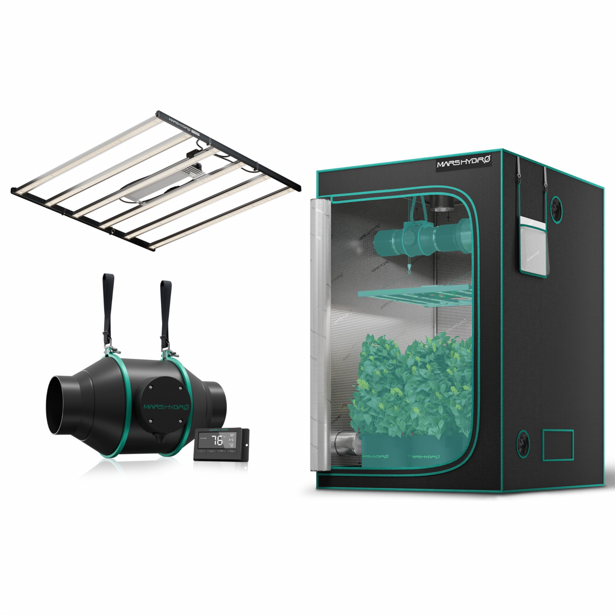 Kit de Cultivo Completo 120X120x200cm Mars Hydro LED FCE8000