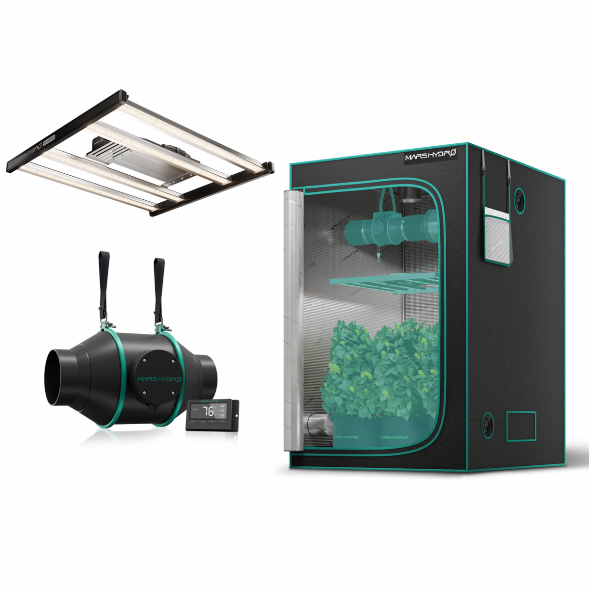 Kit de Cultivo Completo 80x80x160cm Mars Hydro LED FCE3000