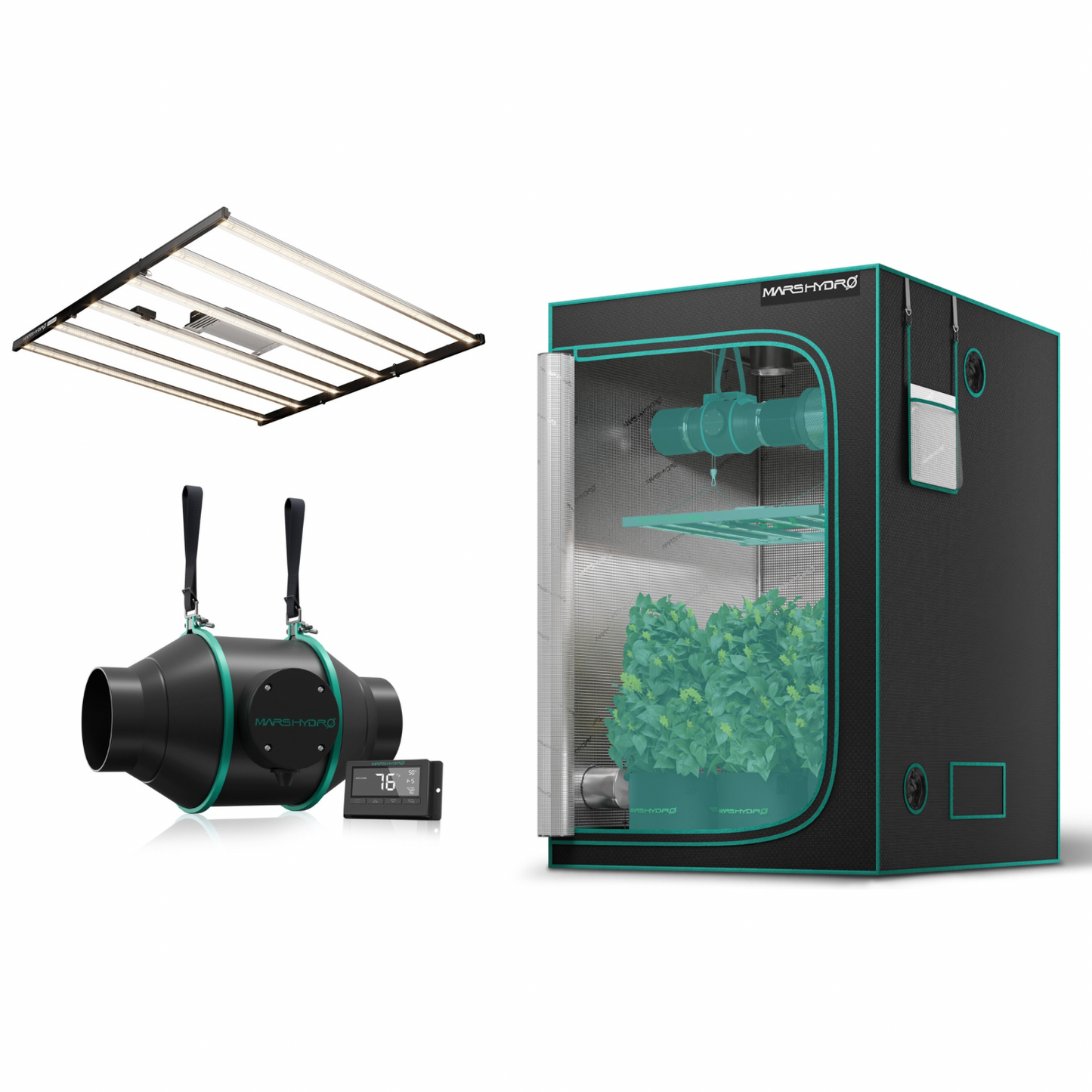 Kit de Cultivo Completo 120X120x200cm Mars Hydro LED FCE6500