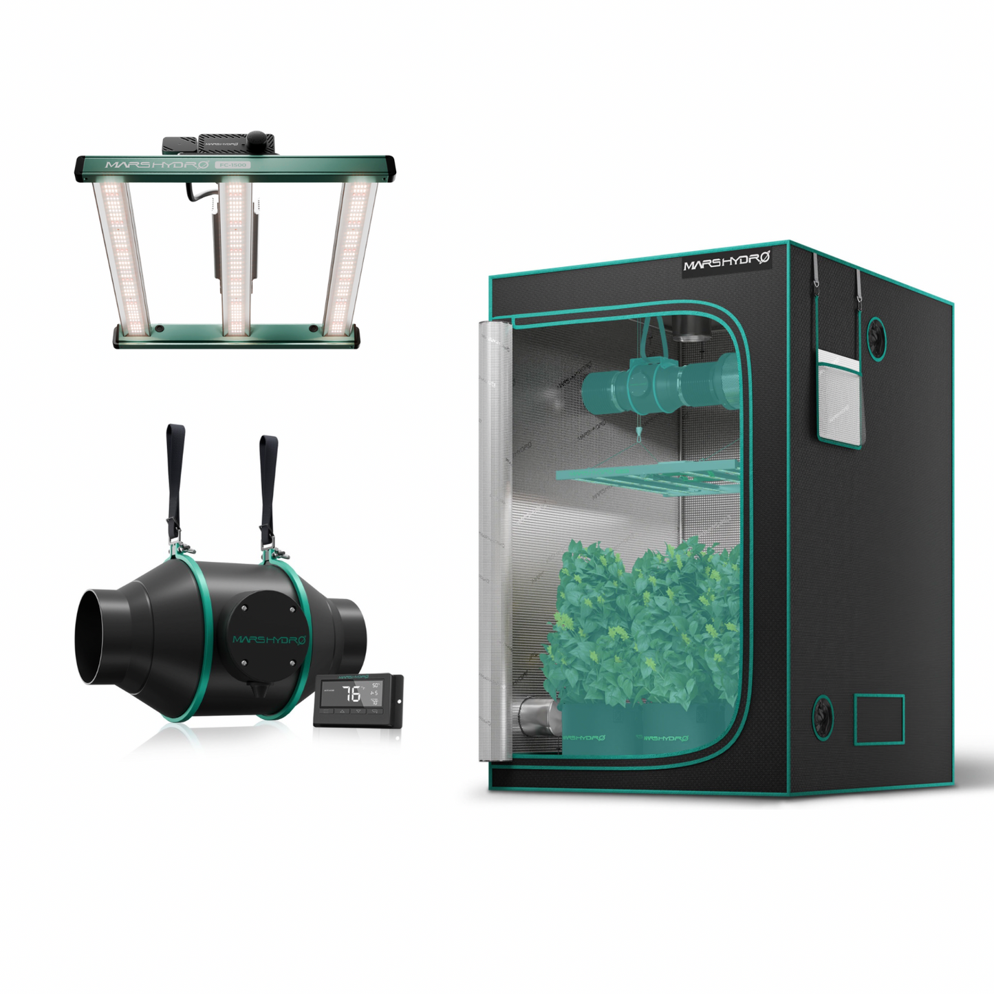 Kit de Cultivo Completo 80x80x160cm Mars Hydro LED FC1500
